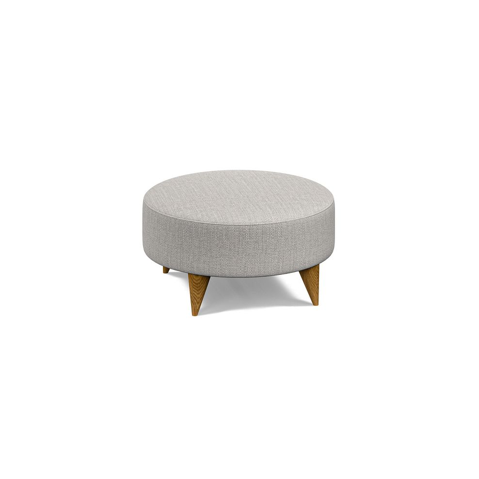 Levi Round Footstool in Barley Silver Fabric