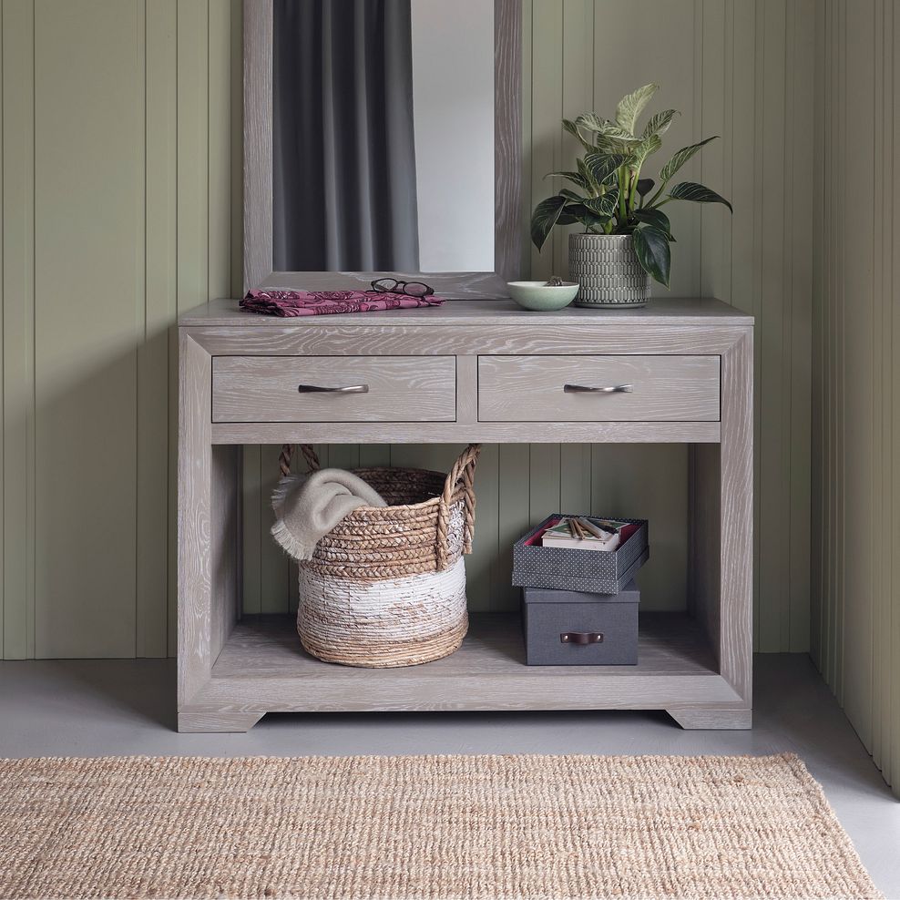 Willow Light Grey Console Table - Solid Oak Thumbnail 1