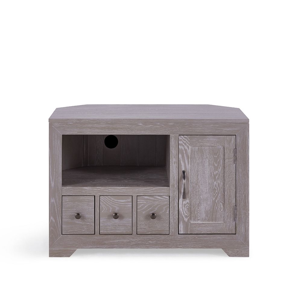Willow Light Grey Corner TV Unit - Solid Oak 2