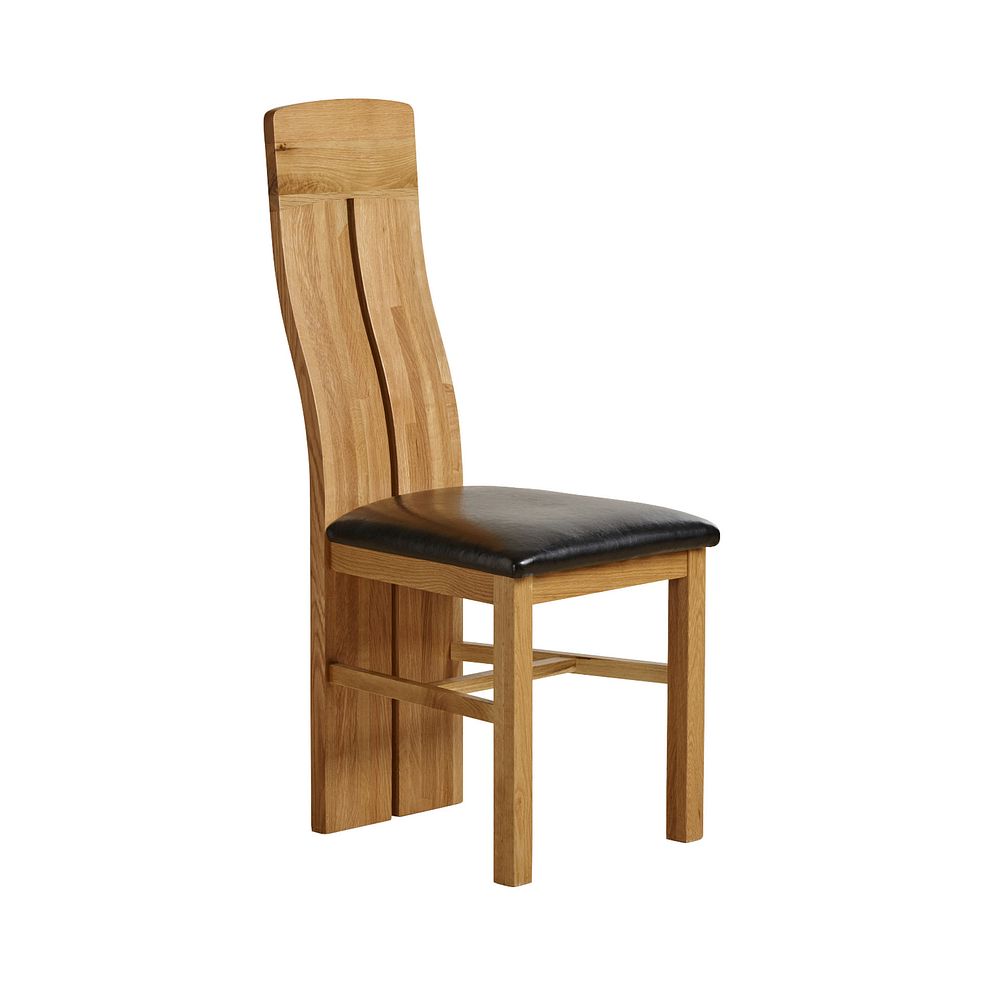 Lily Natural Solid Oak Chair with Black Bicast Leather Seat 1
