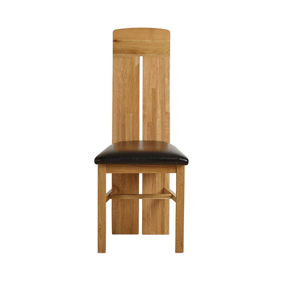 Lily Natural Solid Oak Chair with Black Bicast Leather Seat Thumbnail 2