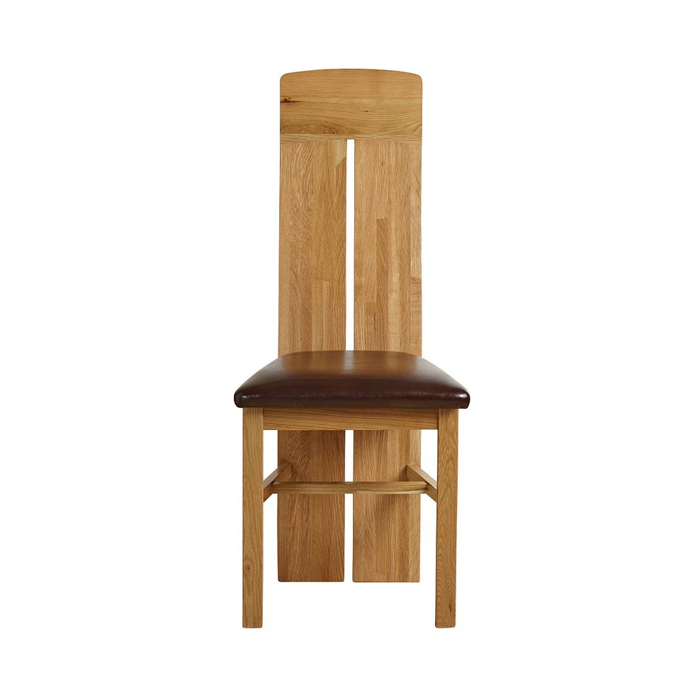 Lily Natural Solid Oak Chair with Brown Bicast Leather Seat Thumbnail 2