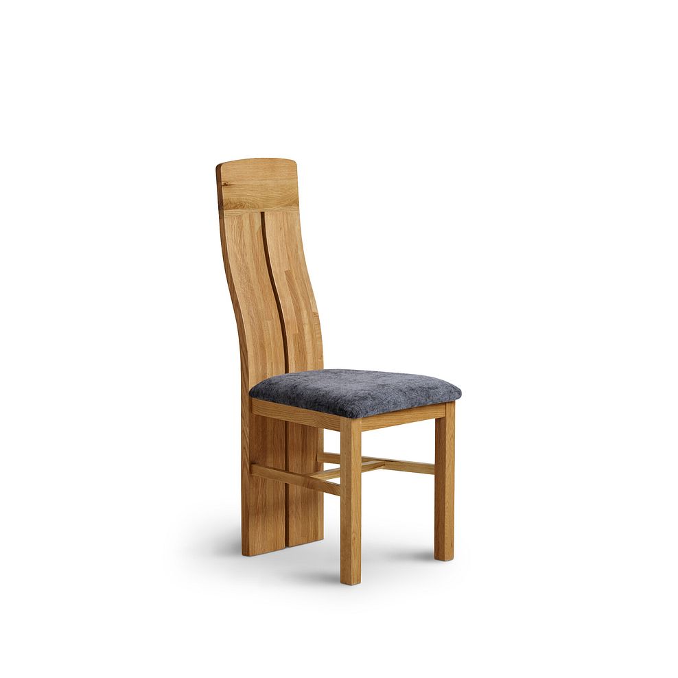 Lily Natural Solid Oak Chair with Brooklyn Asteroid Grey Crushed Chenille Seat 1