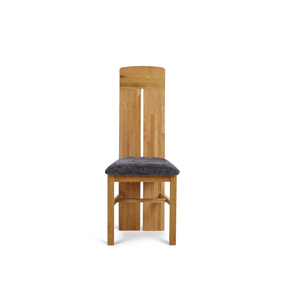 Lily Natural Solid Oak Chair with Brooklyn Asteroid Grey Crushed Chenille Seat 2