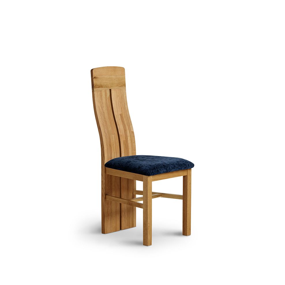 Lily Natural Solid Oak Chair with Brooklyn Hummingbird Blue Crushed Chenille Seat 1