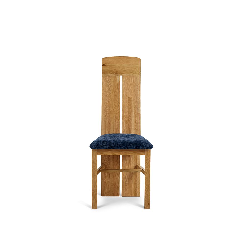 Lily Natural Solid Oak Chair with Brooklyn Hummingbird Blue Crushed Chenille Seat 2