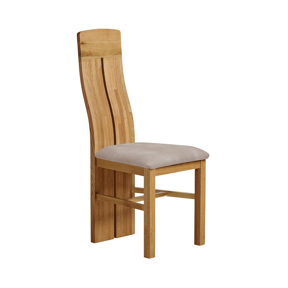 Lily Natural Solid Oak Chair with Dappled Beige Fabric Seat 1