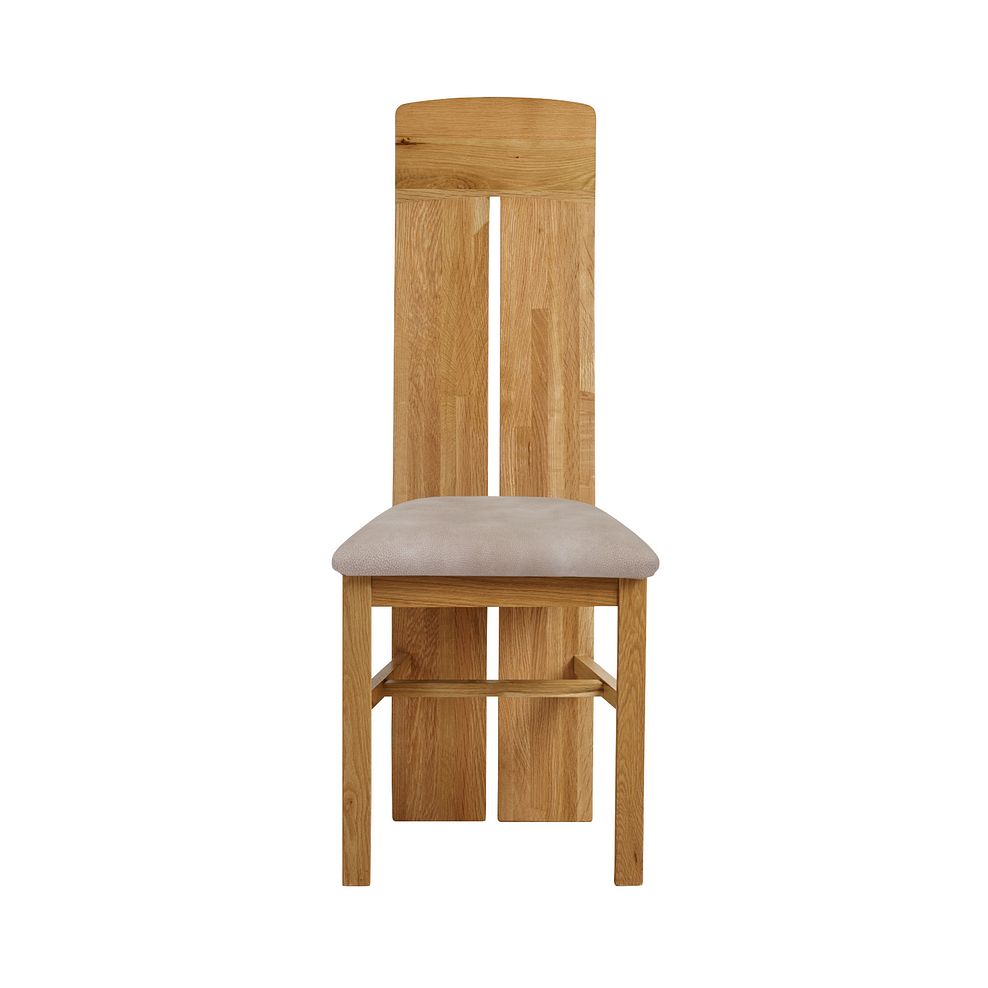 Lily Natural Solid Oak Chair with Dappled Beige Fabric Seat 2
