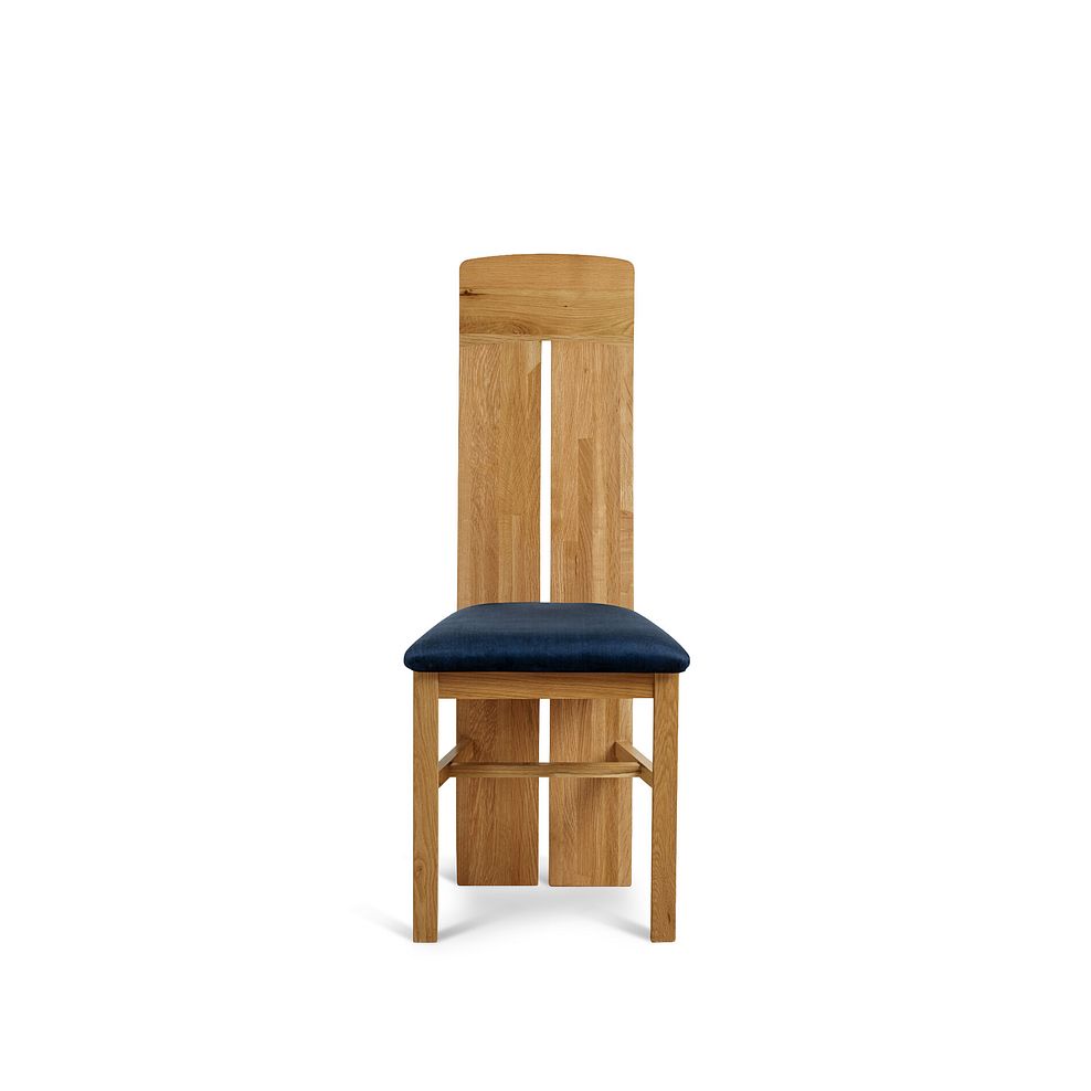 Lily Natural Solid Oak Chair with Heritage Royal Blue Velvet Seat 2