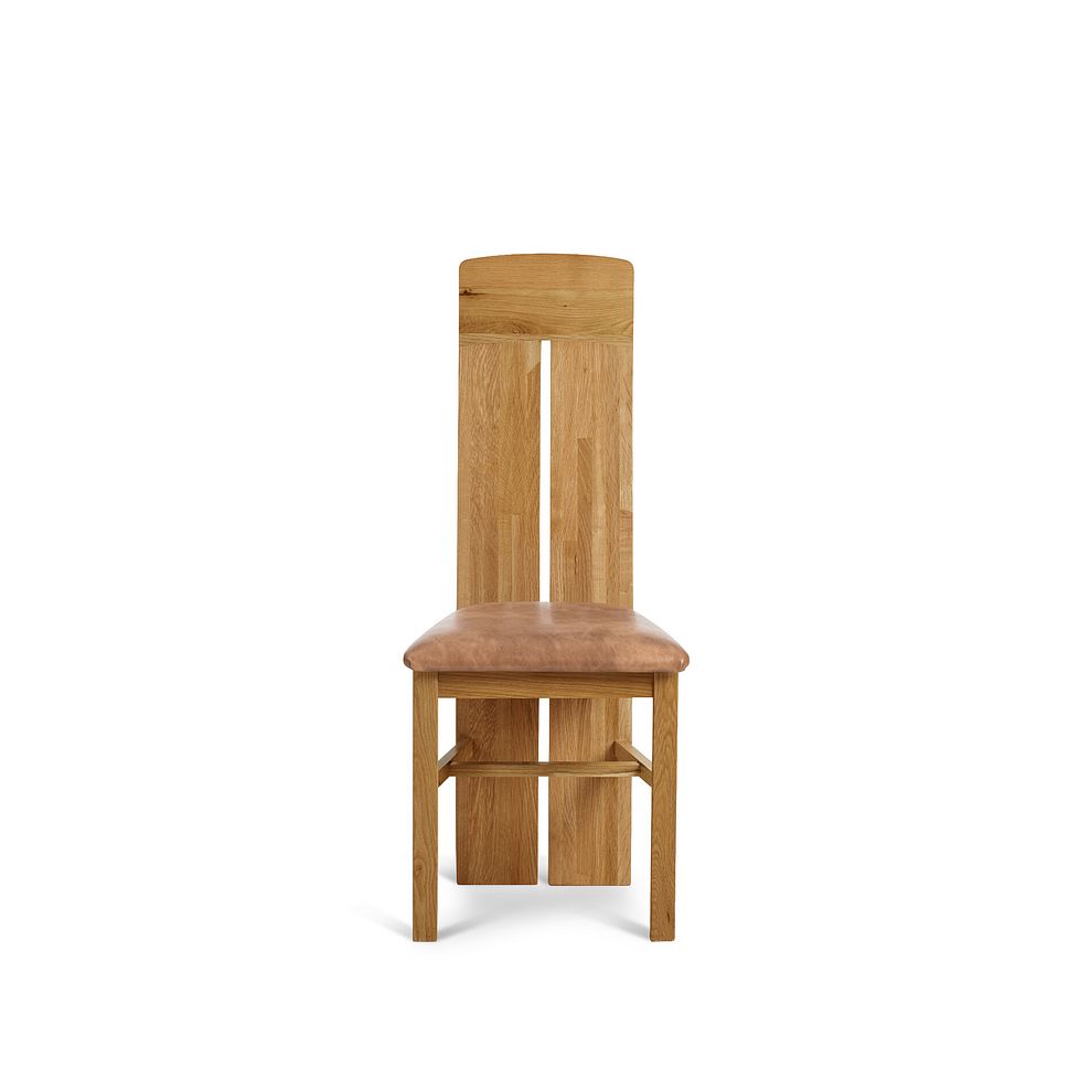 Lily Natural Solid Oak Chair with Vintage Tan Leather Look Fabric Seat 2