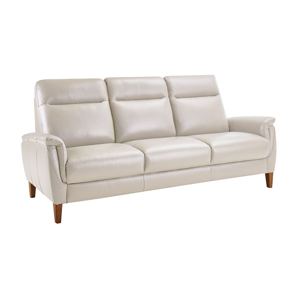 Linden Off White Leather 3 Seater Sofa