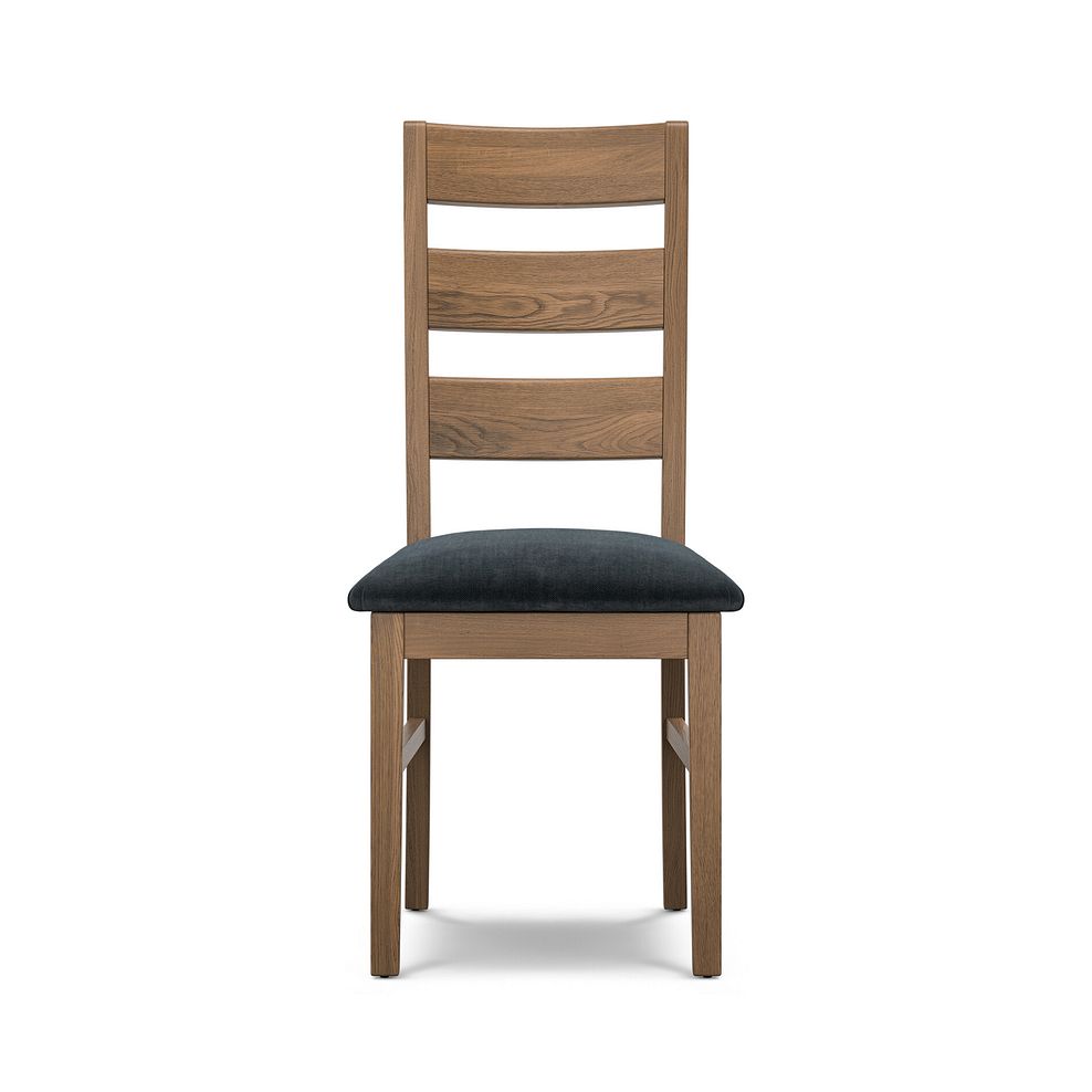 Linear Antique Finish Oak Chair with Verona Charcoal Fabric Seat 2