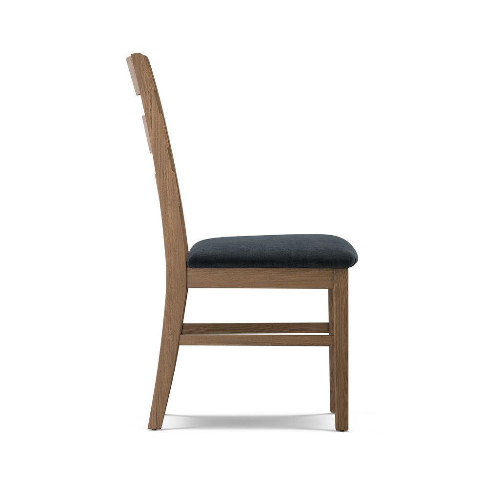 Linear Antique Finish Oak Chair with Verona Charcoal Fabric Seat 3