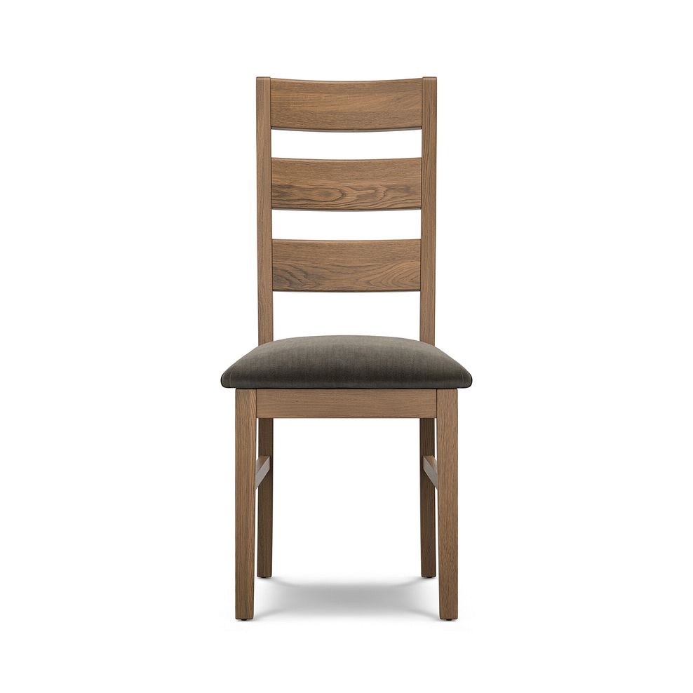 Linear Antique Finish Oak Chair with Verona Chocolate Fabric Seat 2