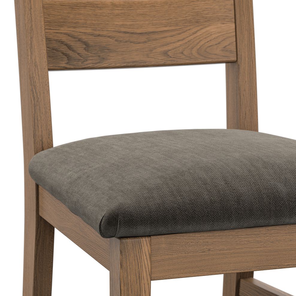 Linear Antique Finish Oak Chair with Verona Chocolate Fabric Seat 5