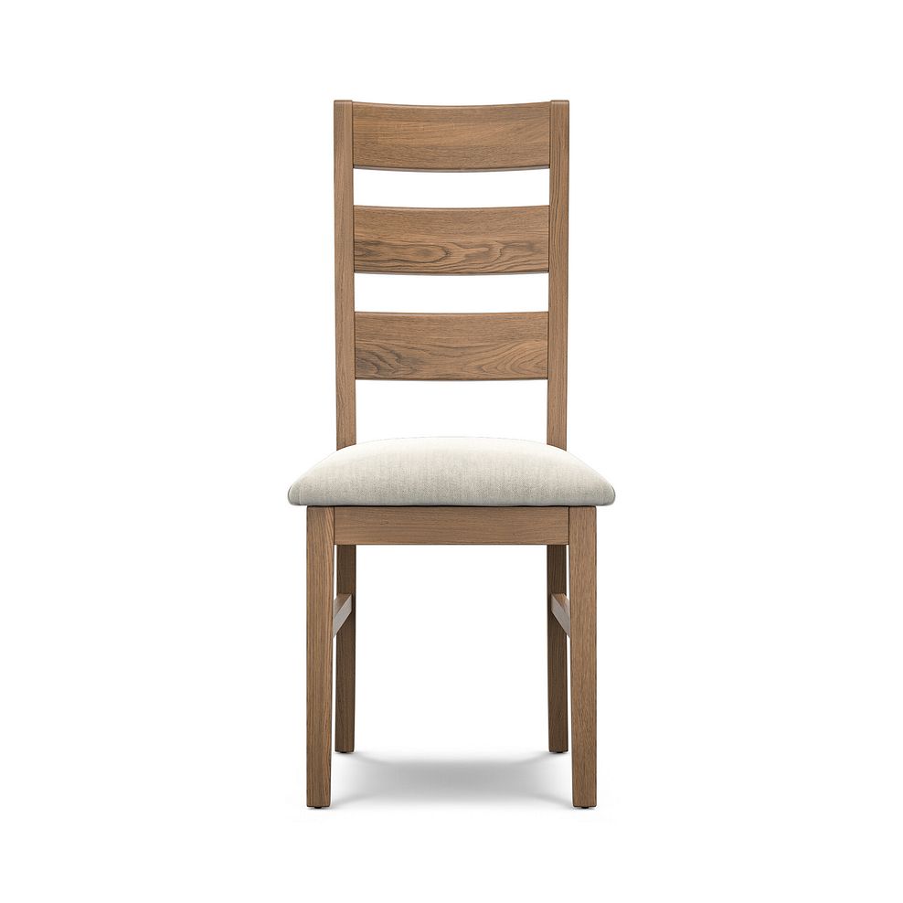 Linear Antique Finish Oak Chair with Verona Cream Fabric Seat 2