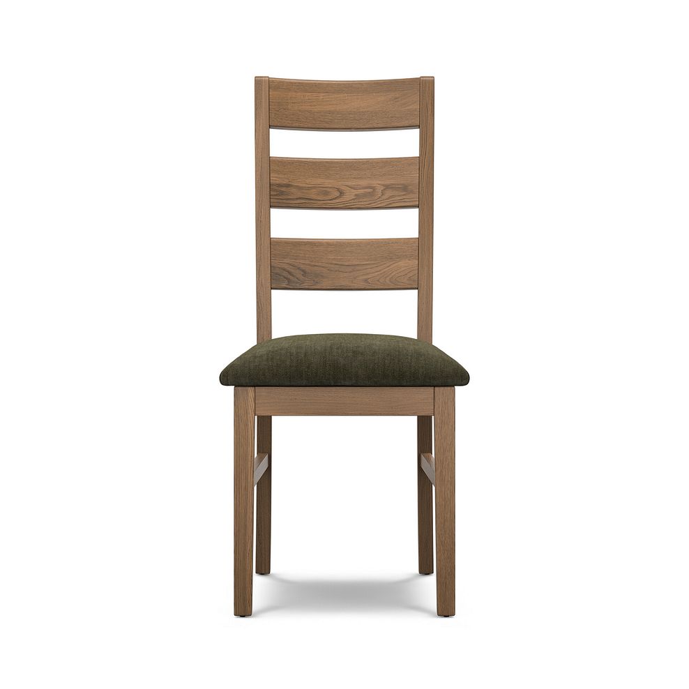 Linear Antique Finish Oak Chair with Verona Green Fabric Seat 2