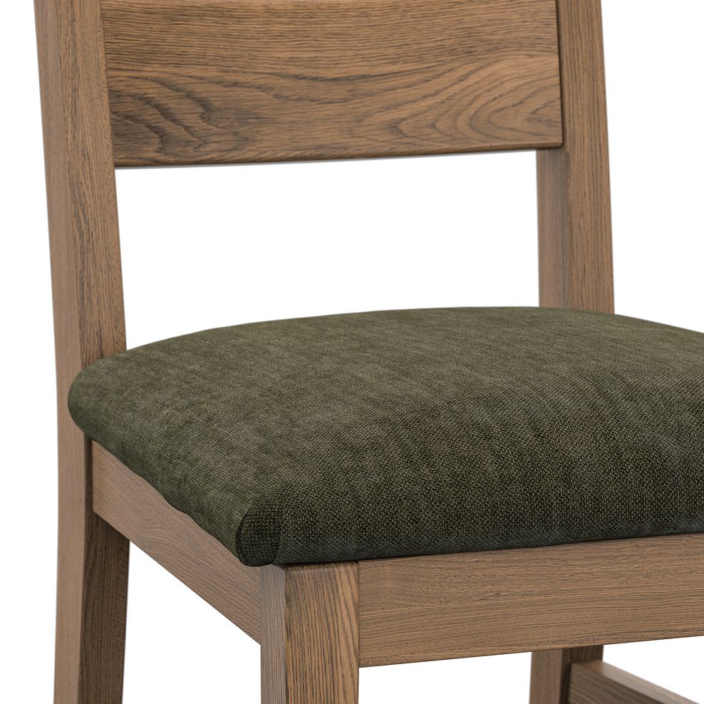 Linear Antique Finish Oak Chair with Verona Green Fabric Seat 5