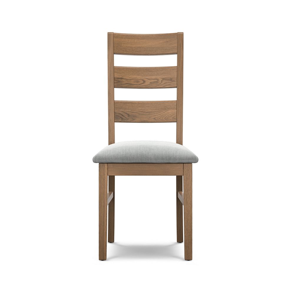 Linear Antique Finish Oak Chair with Verona Grey Fabric Seat 2