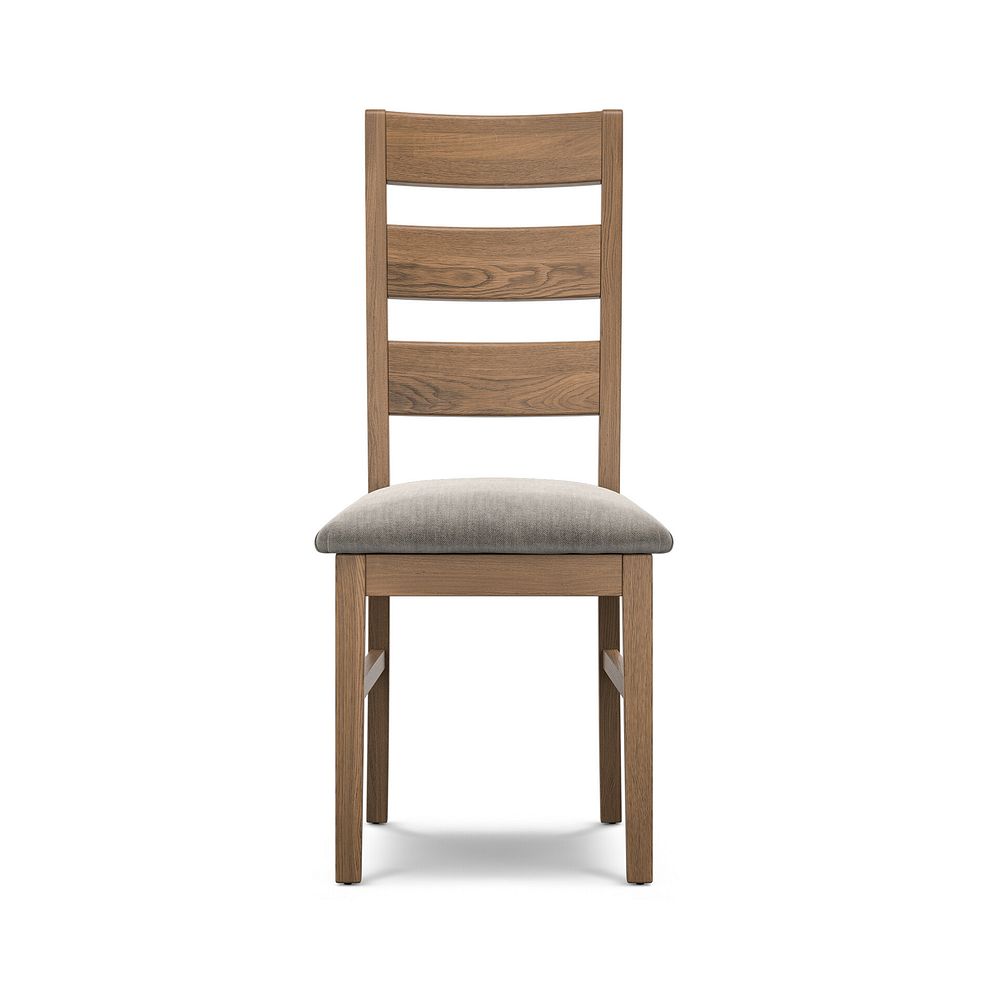 Linear Antique Finish Oak Chair with Verona Mocha Fabric Seat 2