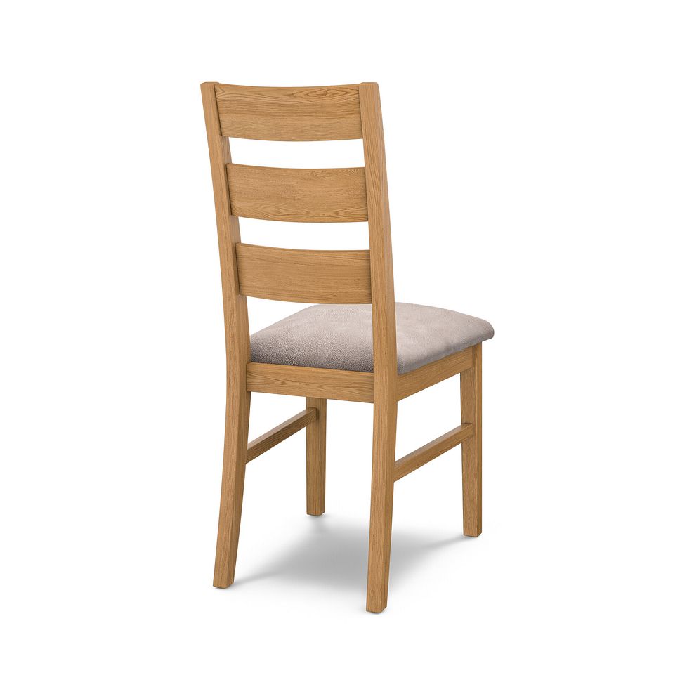 Linear Natural Oak Chair with Dappled Beige Fabric Seat 4