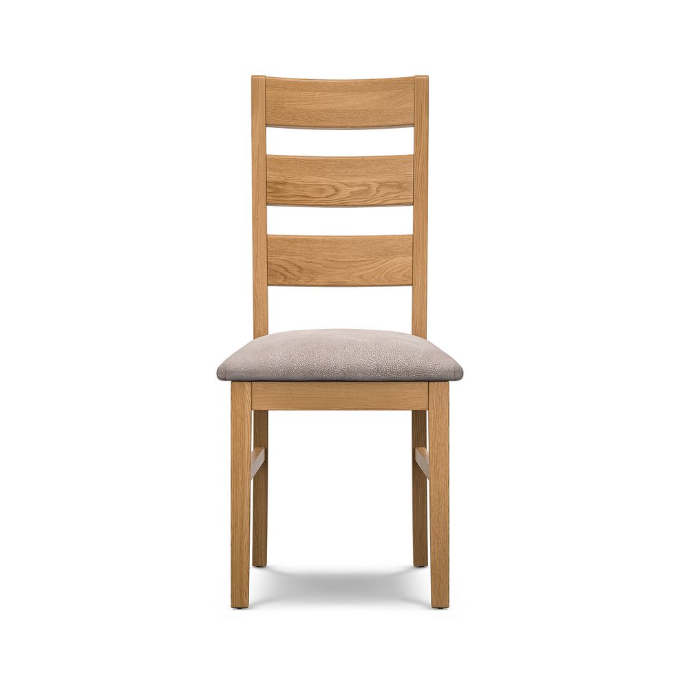Linear Natural Oak Chair with Dappled Beige Fabric Seat 2