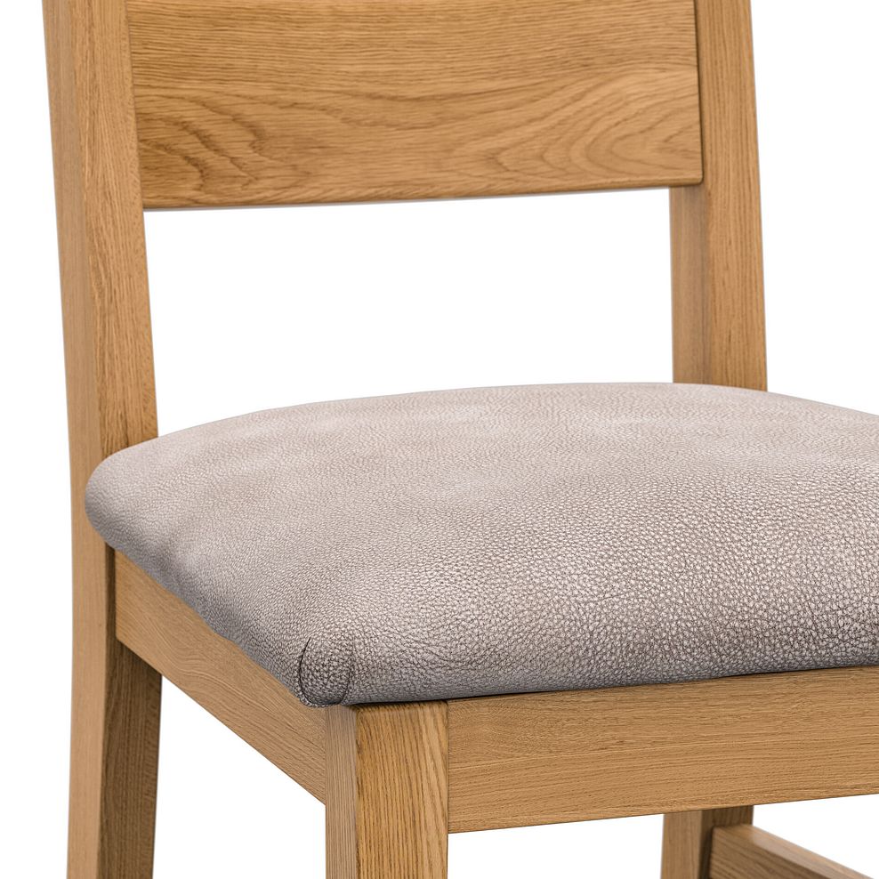 Linear Natural Oak Chair with Dappled Beige Fabric Seat 5
