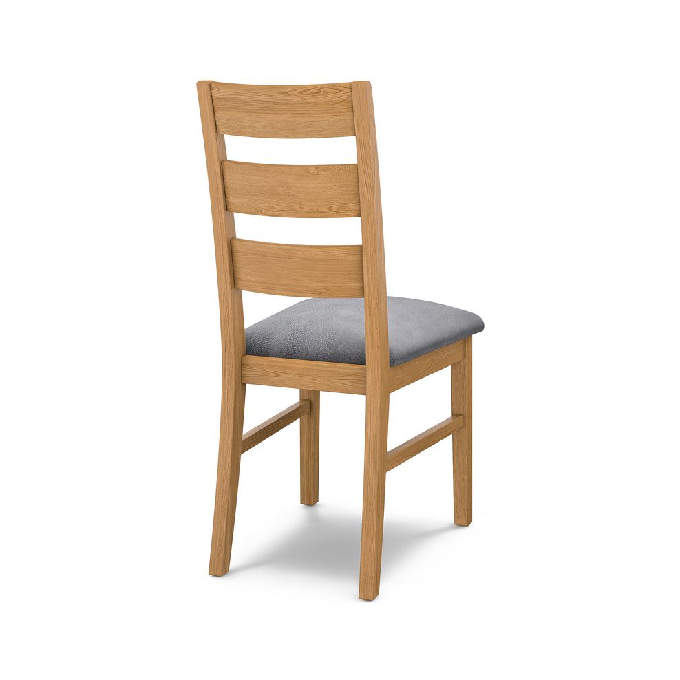 Linear Natural Oak Chair with Dappled Silver Fabric Seat 4
