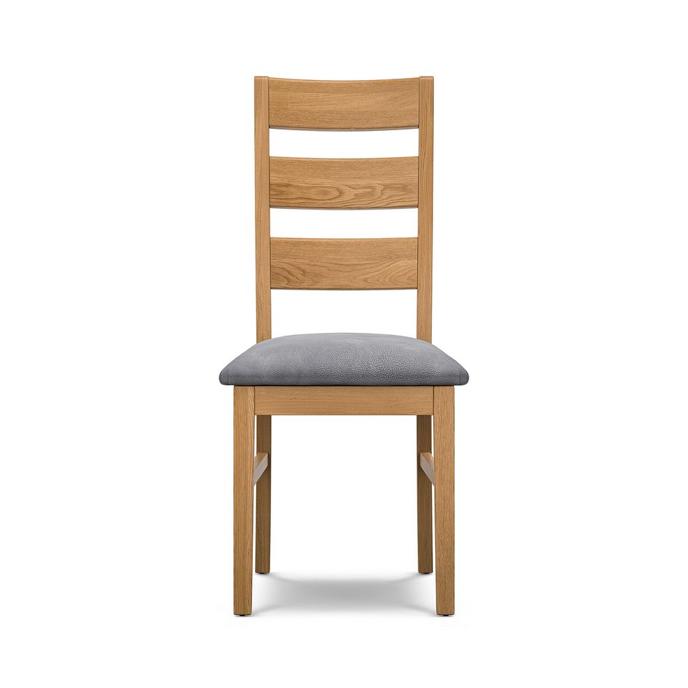 Linear Natural Oak Chair with Dappled Silver Fabric Seat 2