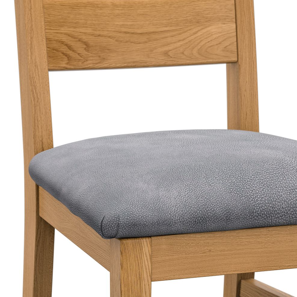 Linear Natural Oak Chair with Dappled Silver Fabric Seat 5