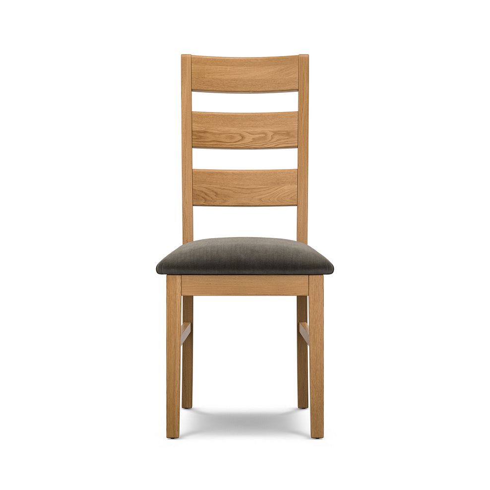 Linear Natural Oak Chair with Verona Chocolate Fabric Seat 2