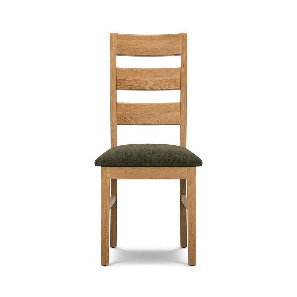 Linear Natural Oak Chair with Verona Green Fabric Seat 2