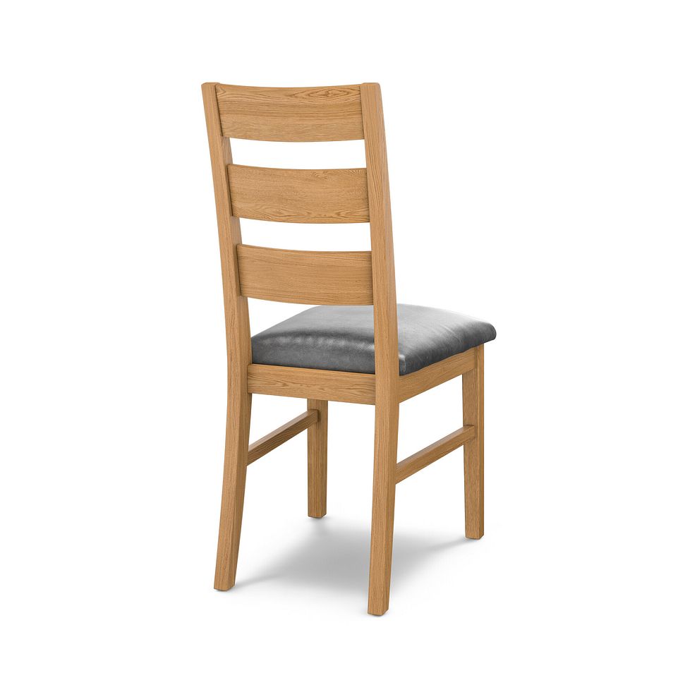Linear Natural Oak Chair with Vintage Black Leather Look Seat 4