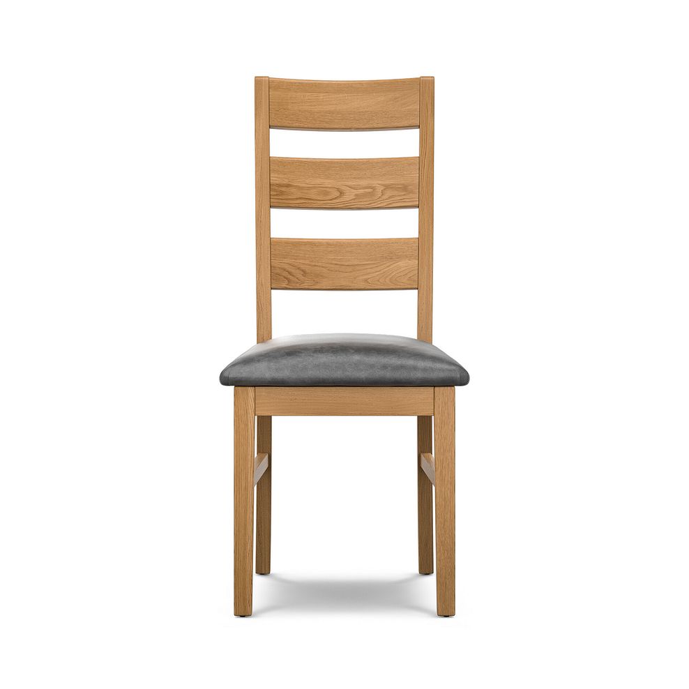 Linear Natural Oak Chair with Vintage Black Leather Look Seat 2