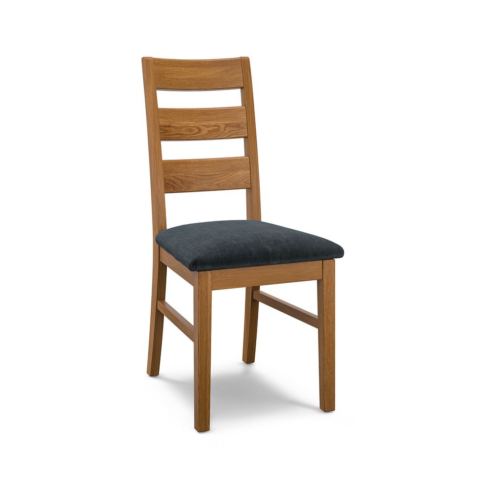 Linear Rustic Oak Chair with Verona Charcoal Fabric Seat 1
