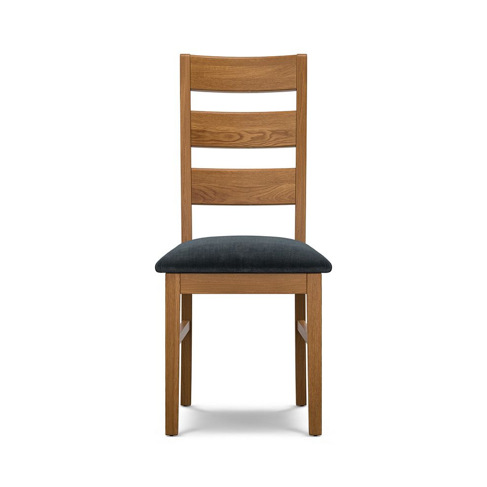 Linear Rustic Oak Chair with Verona Charcoal Fabric Seat 2
