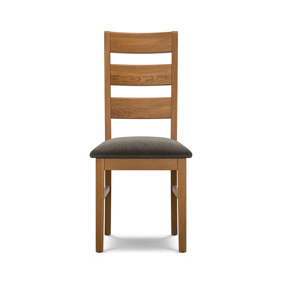 Linear Rustic Oak Chair with Verona Chocolate Fabric Seat 2