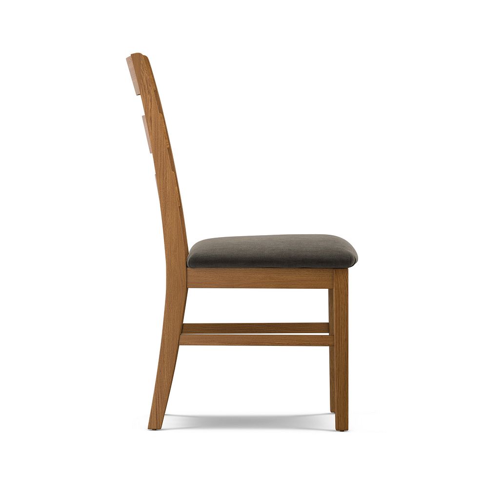 Linear Rustic Oak Chair with Verona Chocolate Fabric Seat 3