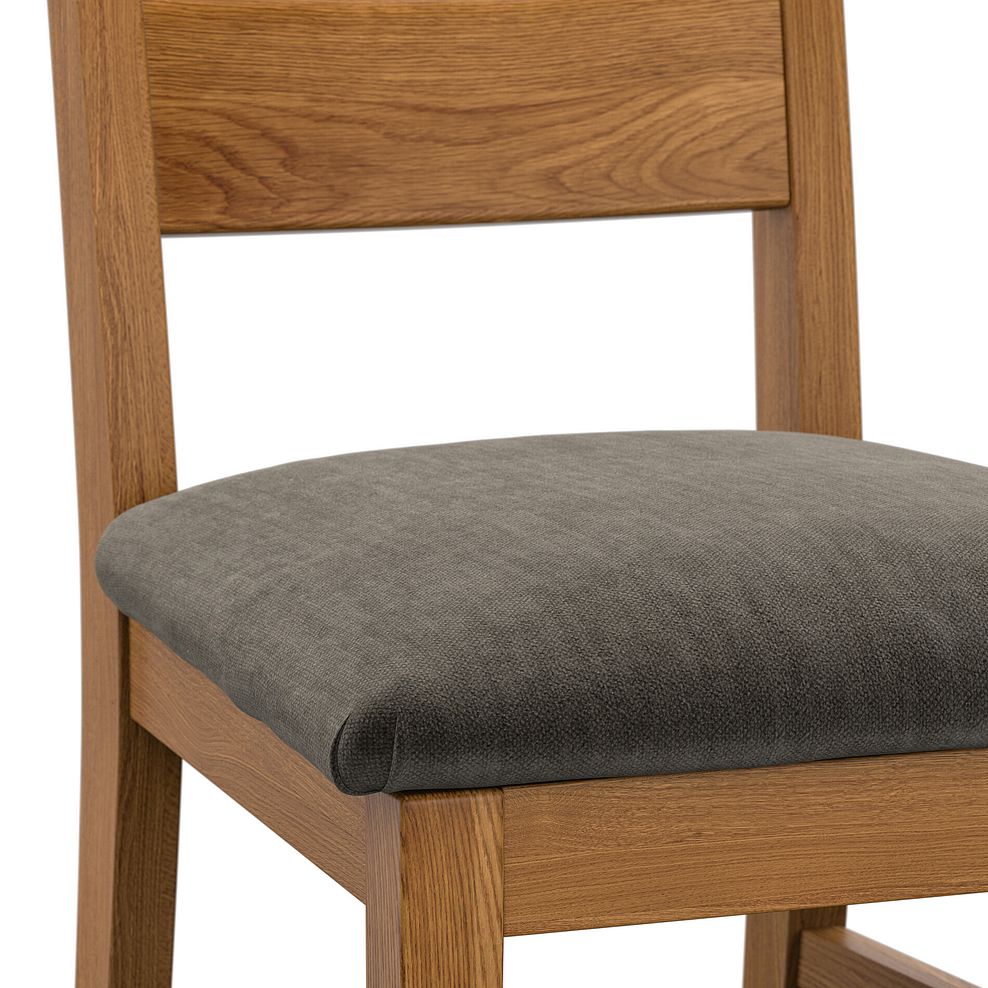 Linear Rustic Oak Chair with Verona Chocolate Fabric Seat 5