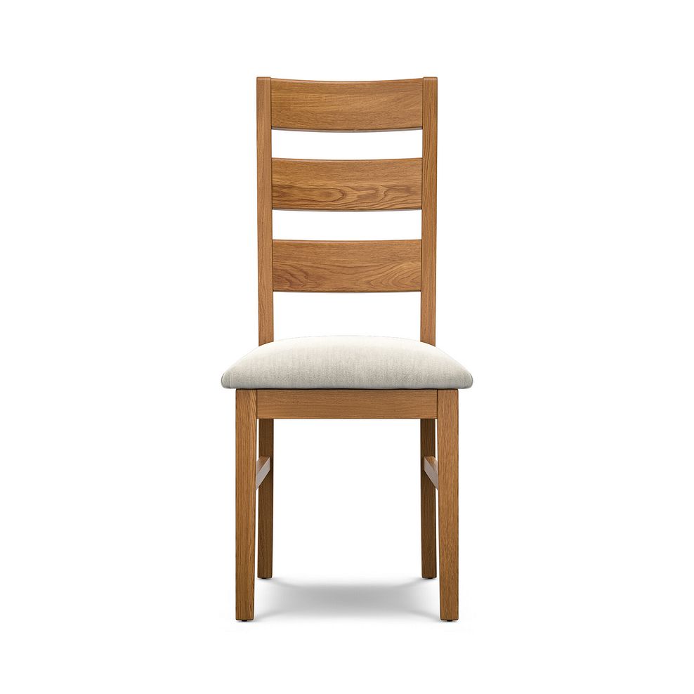 Linear Rustic Oak Chair with Verona Cream Fabric Seat 2