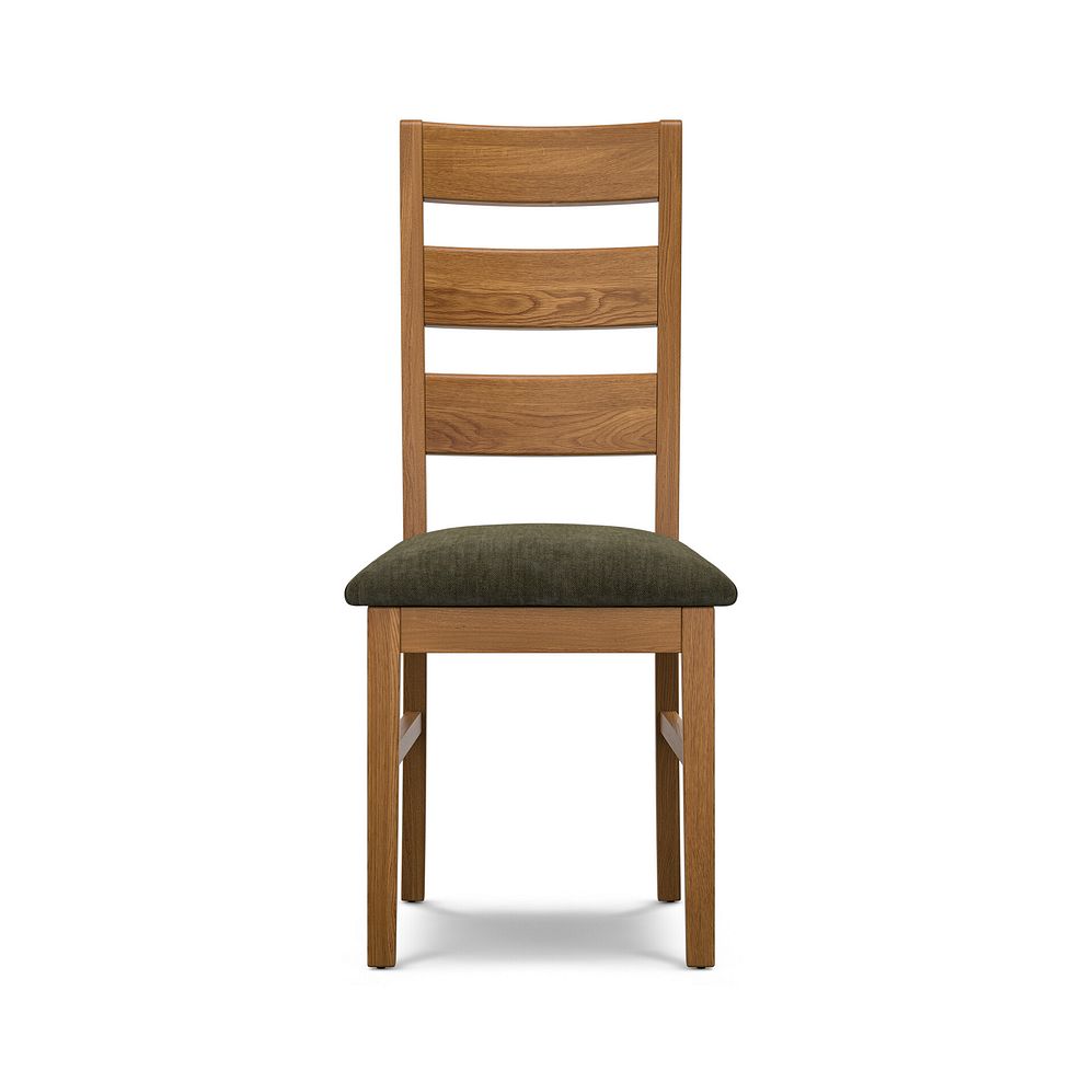 Linear Rustic Oak Chair with Verona Green Fabric Seat 2
