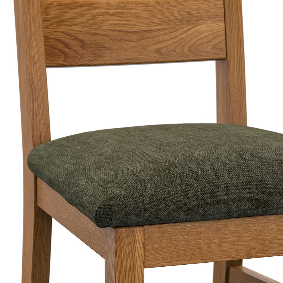 Linear Rustic Oak Chair with Verona Green Fabric Seat 5