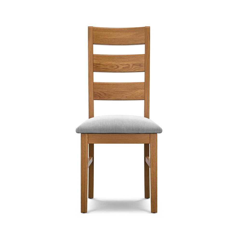 Linear Rustic Oak Chair with Verona Grey Fabric Seat 2