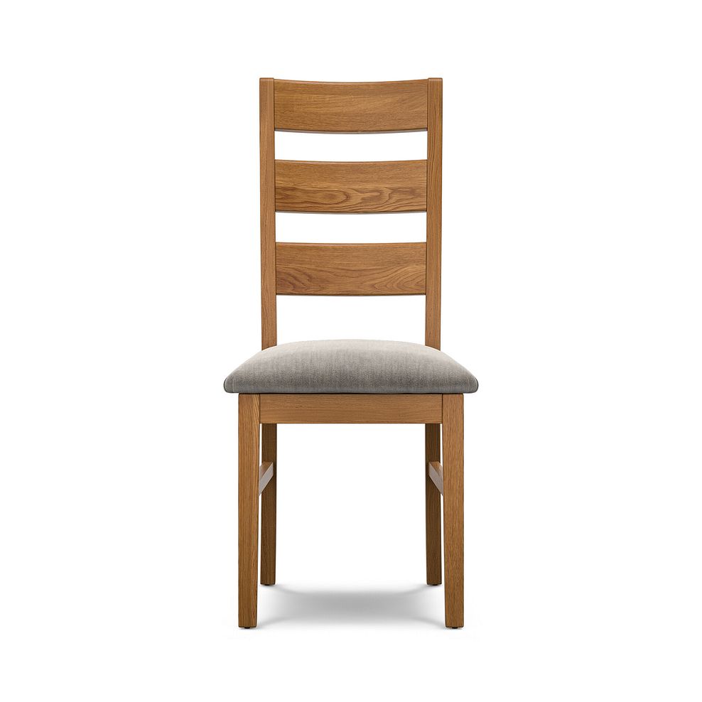 Linear Rustic Oak Chair with Verona Mocha Fabric Seat 2