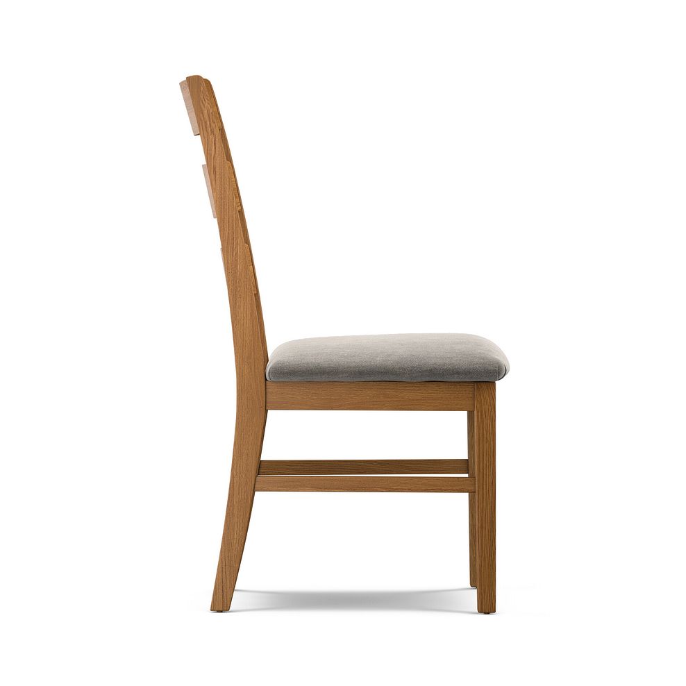 Linear Rustic Oak Chair with Verona Mocha Fabric Seat 3