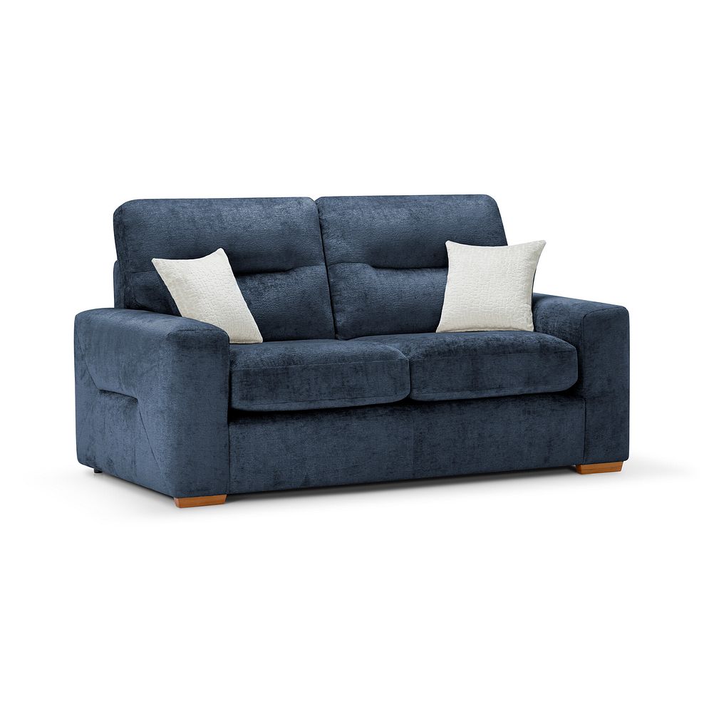Lorenzo 2 Seater Sofa in Paolo Navy Fabric with Oyster Scatter Cushions 1
