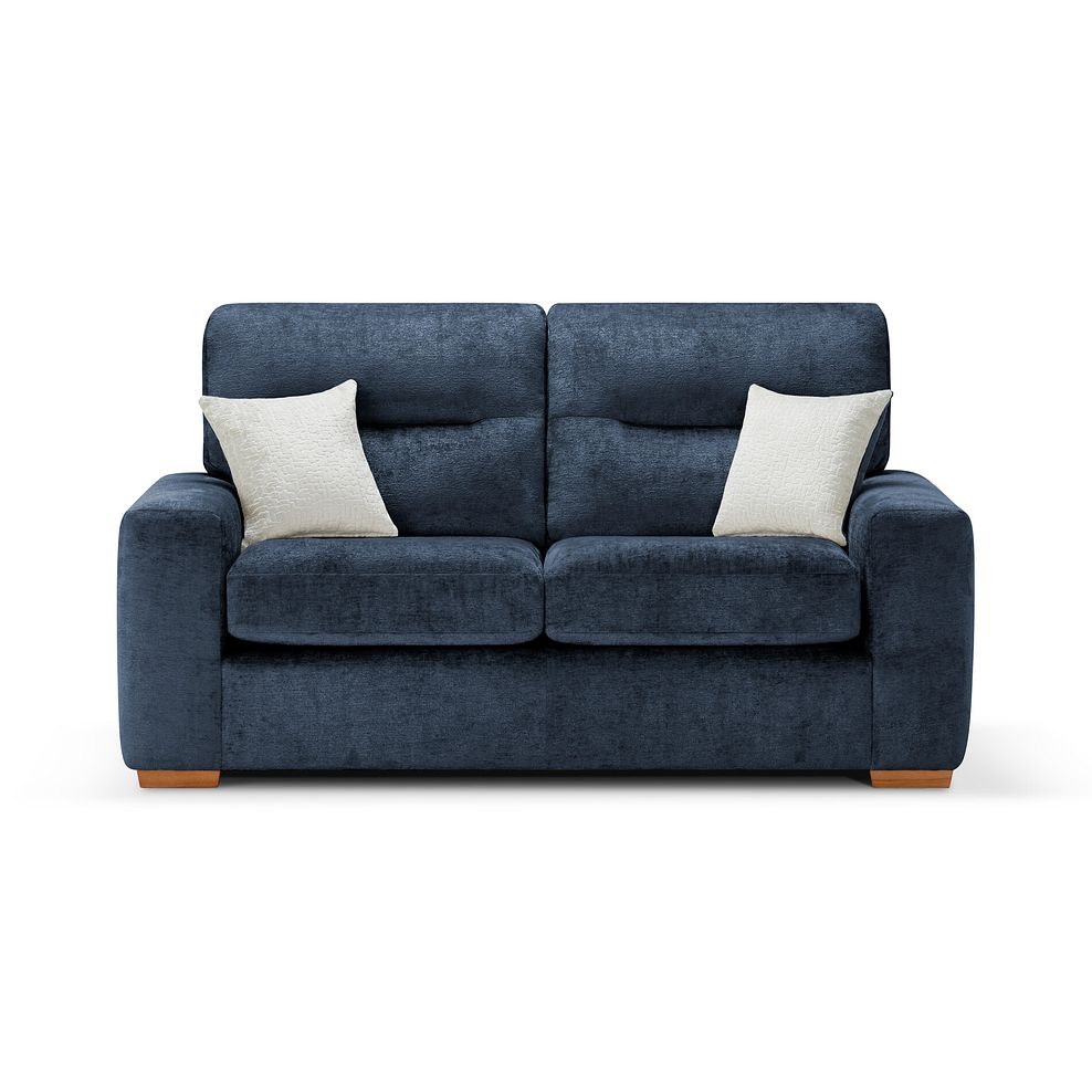 Lorenzo 2 Seater Sofa in Paolo Navy Fabric with Oyster Scatter Cushions 2