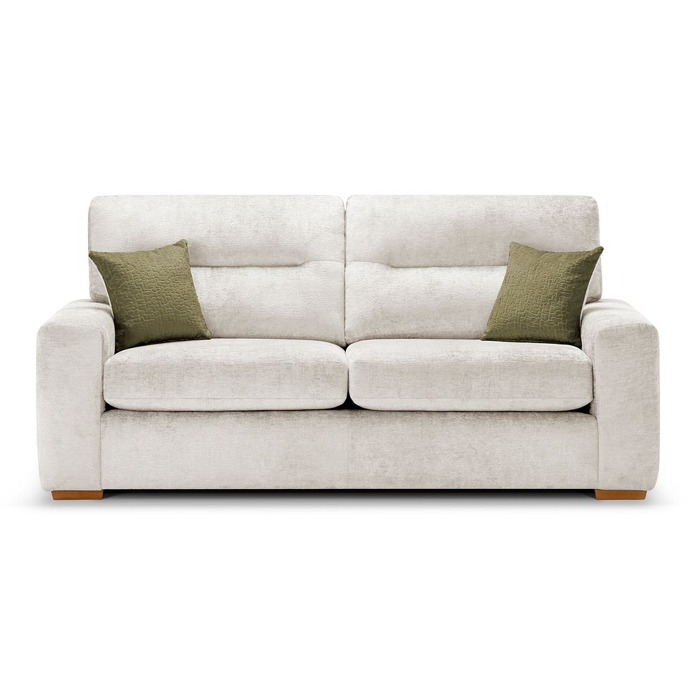 Lorenzo 3 Seater Sofa in Paolo Cream Fabric with Fern Scatter Cushions 2