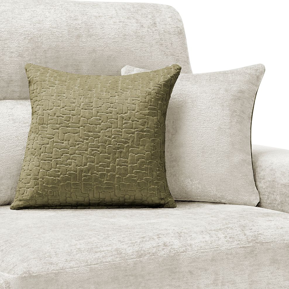Lorenzo 3 Seater Sofa in Paolo Cream Fabric with Fern Scatter Cushions 8