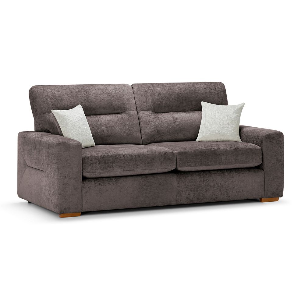 Lorenzo 3 Seater Sofa in Paolo Espresso Fabric with Oyster Scatter Cushions 1